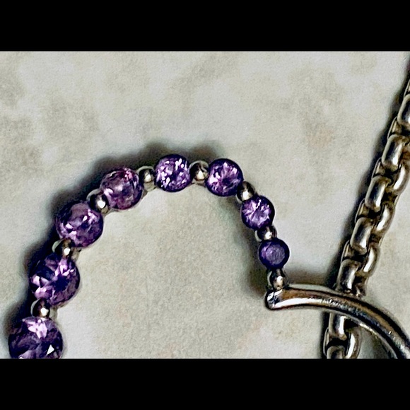 STUNNING Large Amethyst & Sterling Silver Tilt Slide-On Pendant - Picture 2 of 10